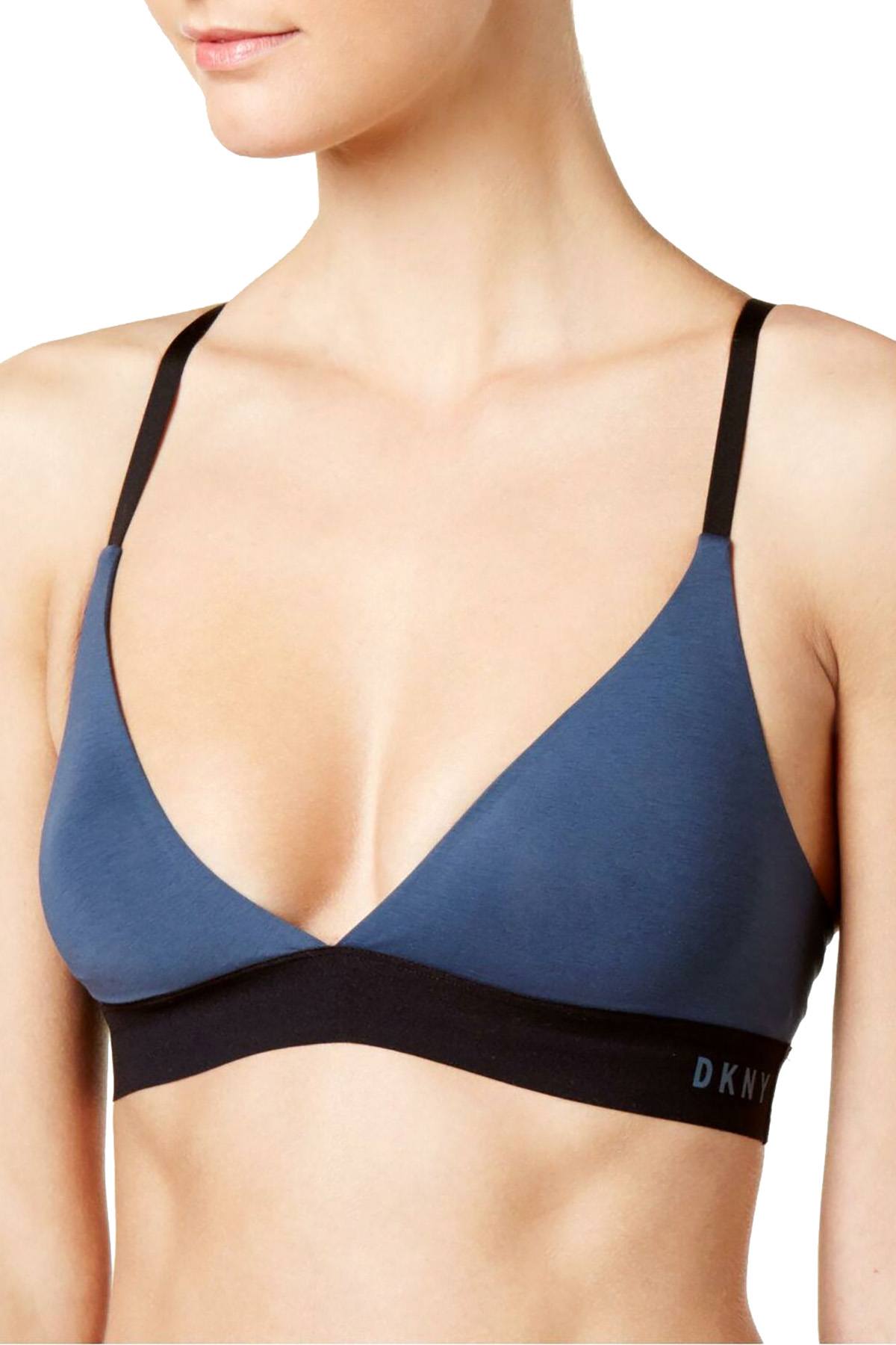 DKNY Steel Blue and Black Convertible Classic Cotton Bralette
