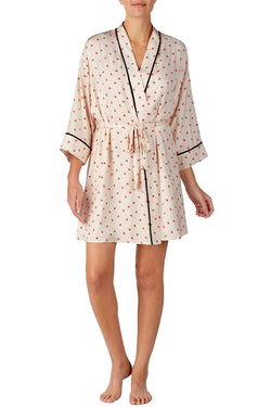DKNY Tan/Print Read My Lips Satin Wrap Robe thumbnail 2