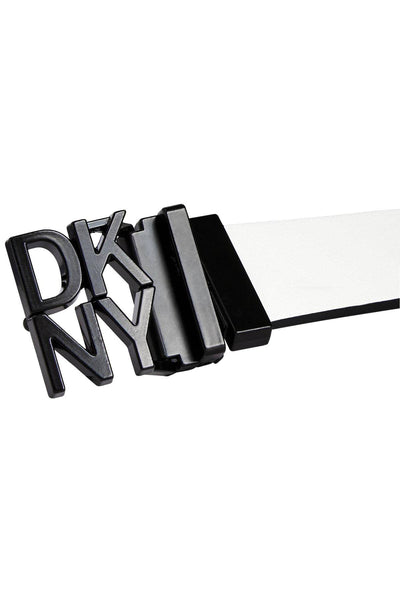 DKNY White/Black Logo Plaque Reversible Belt