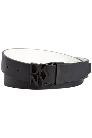 DKNY White/Black Logo Plaque Reversible Belt