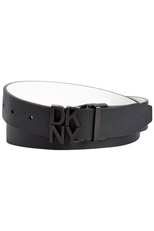 DKNY White/Black Logo Plaque Reversible Belt