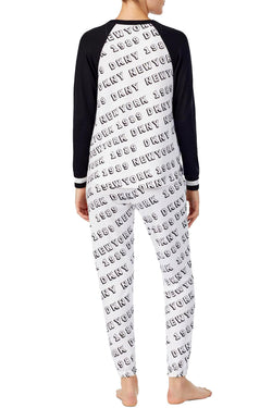 DKNY White/Black Printed Raglan Top / Jogger Pant Pajama Set thumbnail 4
