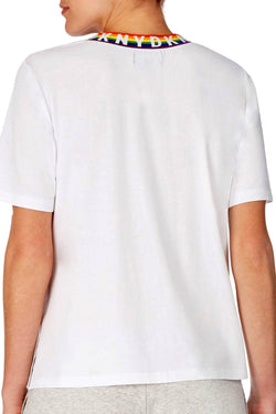 DKNY White Rainbow Pride Logo Short Sleeve Lounge Top thumbnail 3