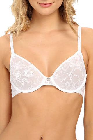 DKNY White Signature Lace Unlined Underwire Bra