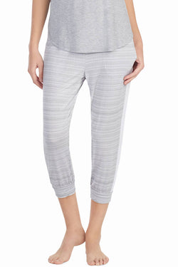 DKNY Yellow/Grey-Printed Contrast-Band Cropped Lounge Pant thumbnail 4
