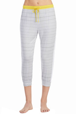 DKNY Yellow/Grey-Printed Contrast-Band Cropped Lounge Pant thumbnail 2