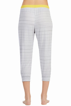 DKNY Yellow/Grey-Printed Contrast-Band Cropped Lounge Pant thumbnail 3