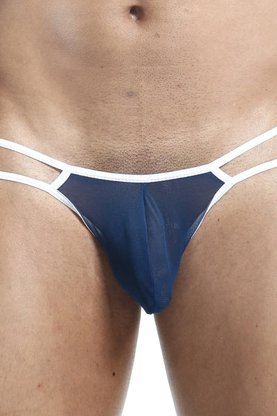 Daddy Navy/White Sheer Double Strap Slip Thong