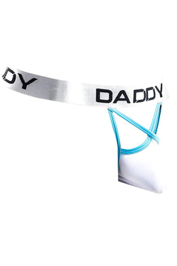 Daddy White/Turquoise Color-Trim Cross-Front Thong thumbnail 2