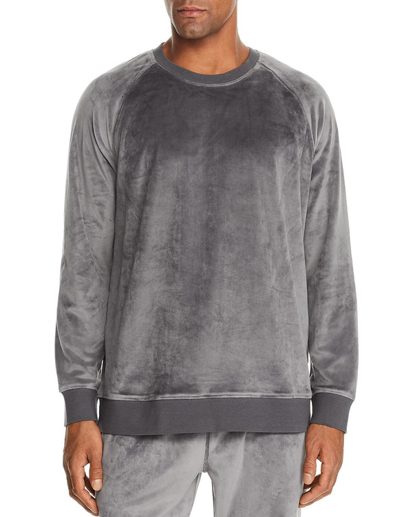 Daniel Buchler Long-sleeve Velour Lounge Sweatshirt Gray