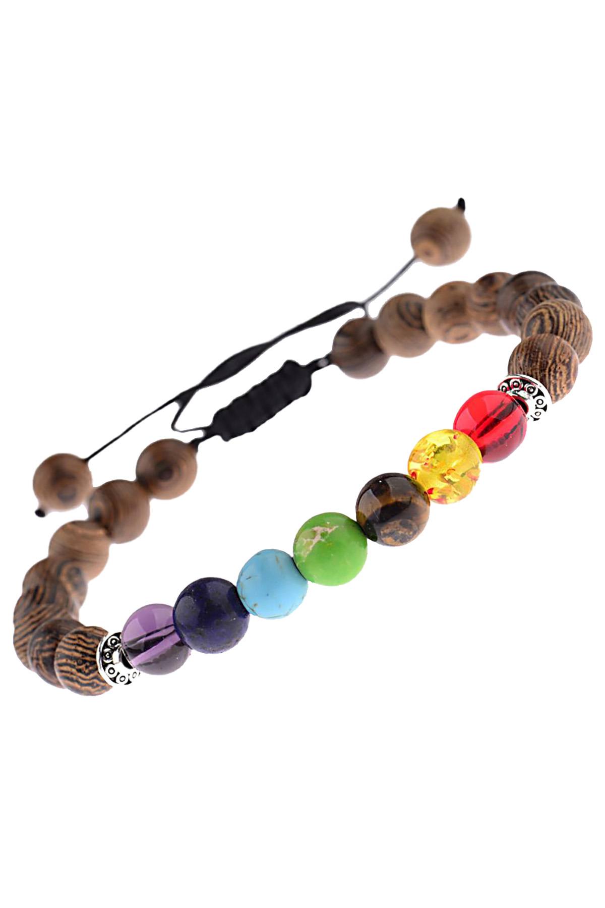 Dark Sandalwood 7-Chakra Adjustable Meditation Bracelet