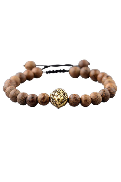 Dark Sandalwood Golden Lion Adjustable Meditation Bracelet