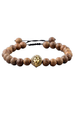 Dark Sandalwood Golden Lion Adjustable Meditation Bracelet thumbnail 1