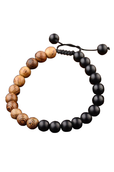 Dark Sandalwood/Matte-Black Onyx 50/50 Meditation Bracelet