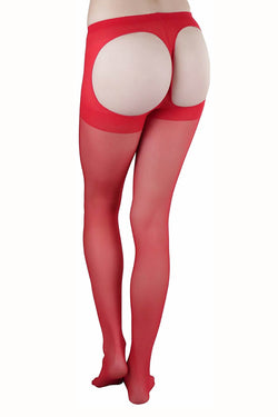 Desire Hosiery Red Sheer Control-Top Thong Pantyhose thumbnail 3