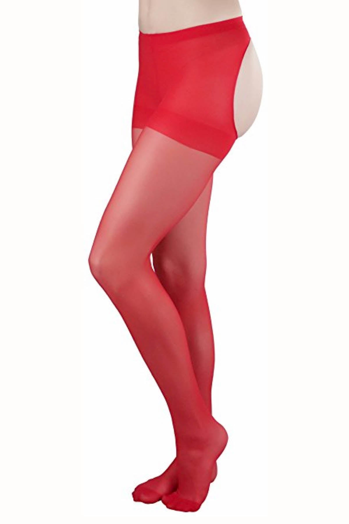 Desire Hosiery Red Sheer Control-Top Thong Pantyhose