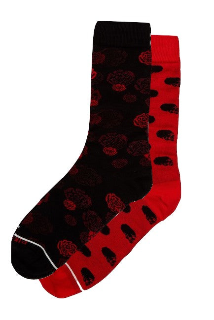 Diesel Black & Red Mis-Matched Rose & Skull Joel Socks