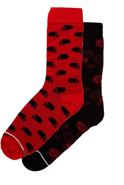 Diesel Black & Red Mis-Matched Rose & Skull Joel Socks