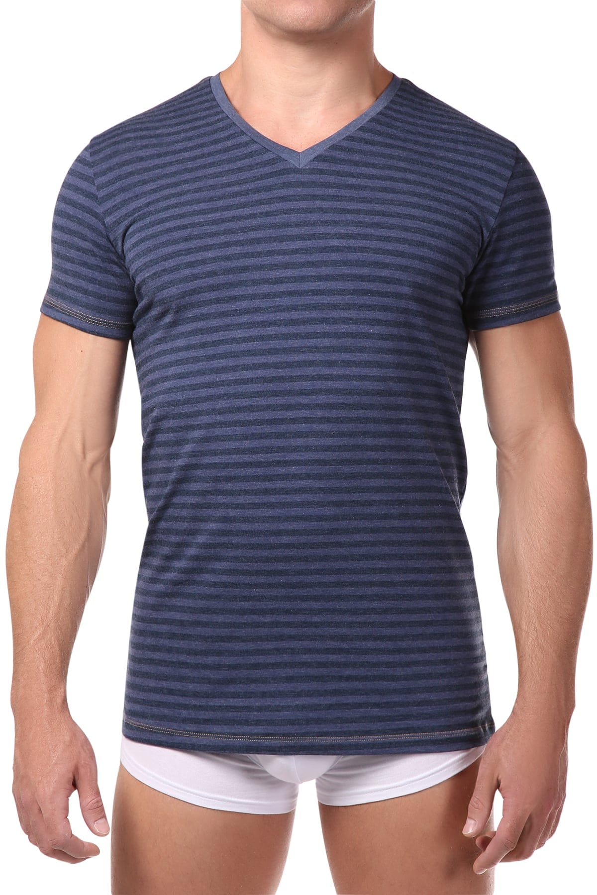 Diesel Blue Stripe Michael V-Neck T-Shirt