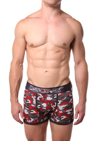 Discover Grey/Red Camo Military Boxer Brief