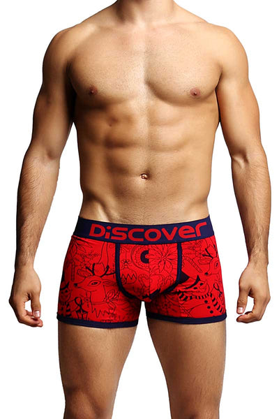 Discover Red & Navy Christmas Boxer Trunk