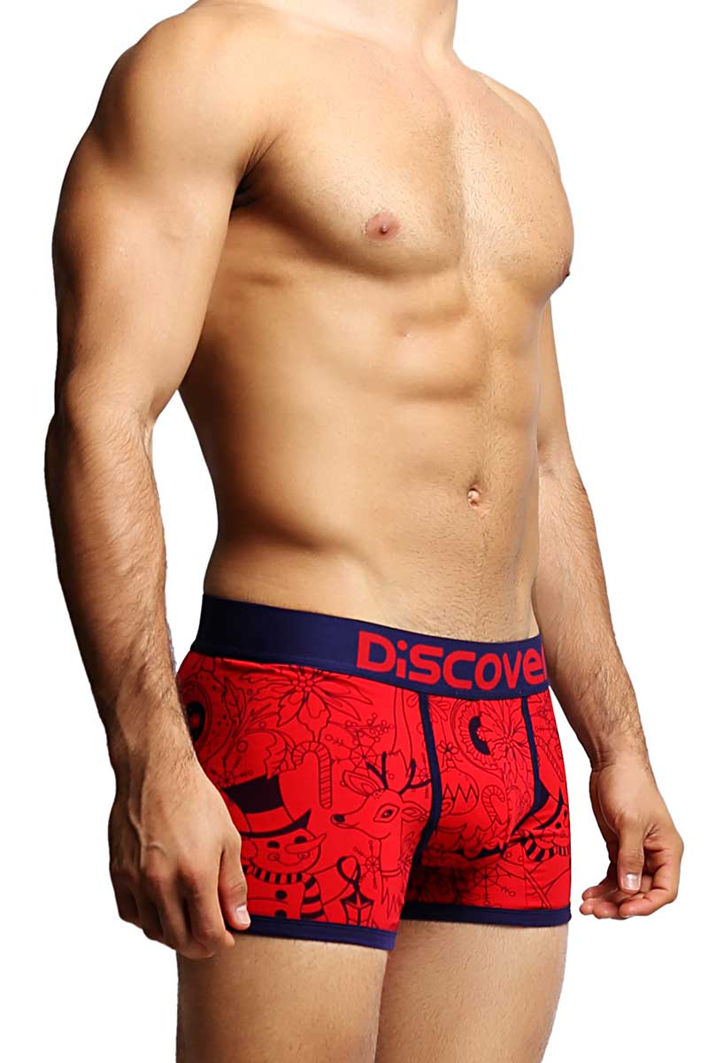 Discover Red & Navy Christmas Boxer Trunk