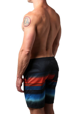 Distortion Black/Blue/Orange Striped Swim Short thumbnail 2
