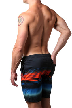 Distortion Black/Blue/Orange Striped Swim Short thumbnail 3