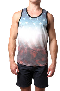 Distortion Black Sublimated USA Flag Print Tank Top thumbnail 1
