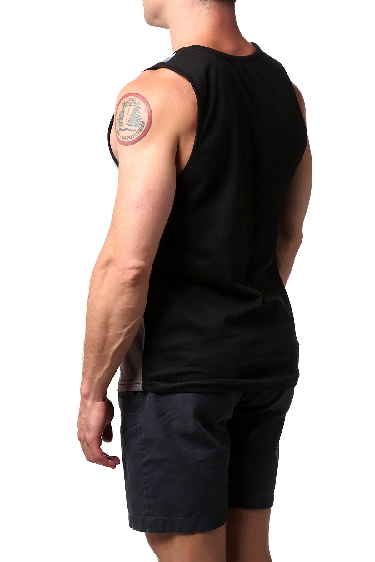 Distortion Black Sublimated USA Flag Print Tank Top
