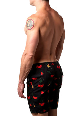 Distortion Black Watermelon/Pineapple Print Swim Short thumbnail 2