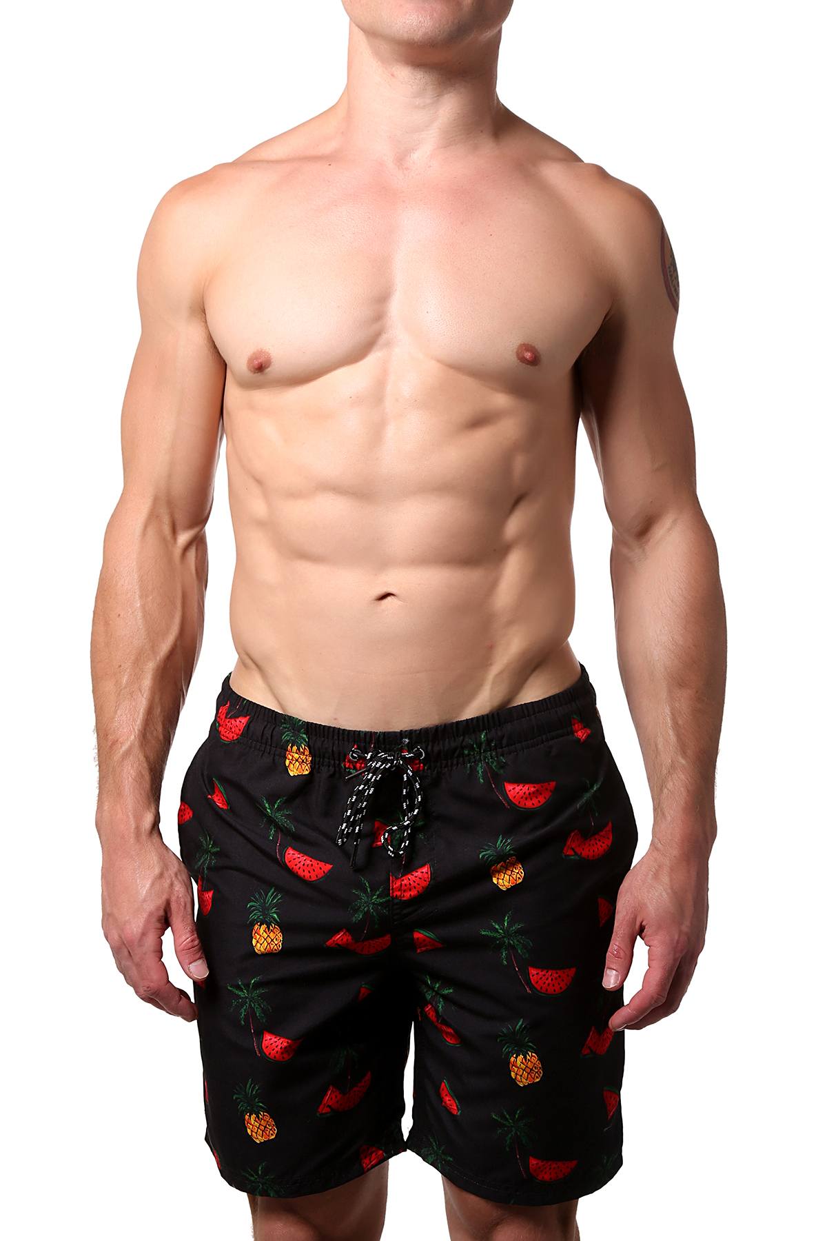 Distortion Black Watermelon/Pineapple Print Swim Short