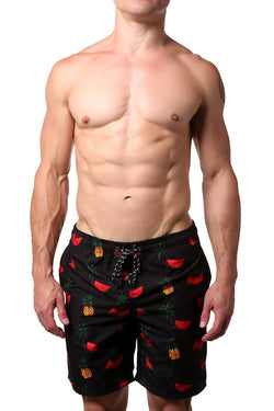 Distortion Black Watermelon/Pineapple Print Swim Short thumbnail 1