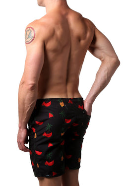 Distortion Black Watermelon/Pineapple Print Swim Short thumbnail 3