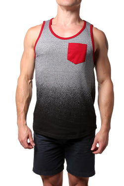 Distortion Black/White Stripe Dip-Down Print Tank Top thumbnail 1
