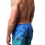 Distortion Blue/Aqua Ombre Palm Tree Print Swim Short