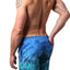 Distortion Blue/Aqua Ombre Palm Tree Print Swim Short