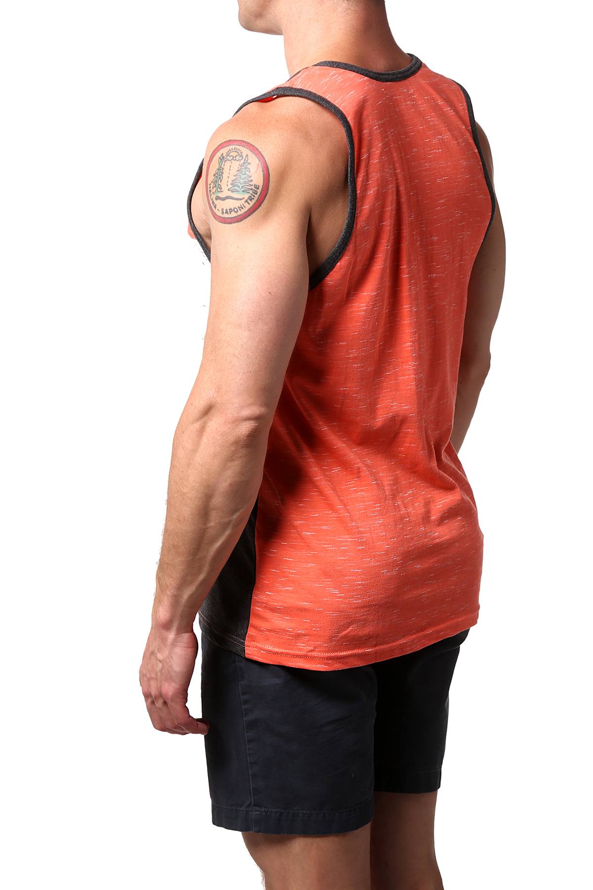 Distortion Bold Coral Colorblock Front Tank Top