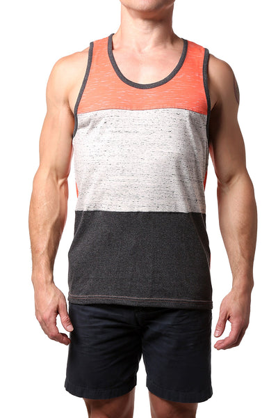 Distortion Bold Coral Colorblock Front Tank Top