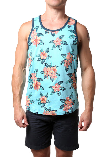 Distortion Capri Blue Floral AOP Tank Top