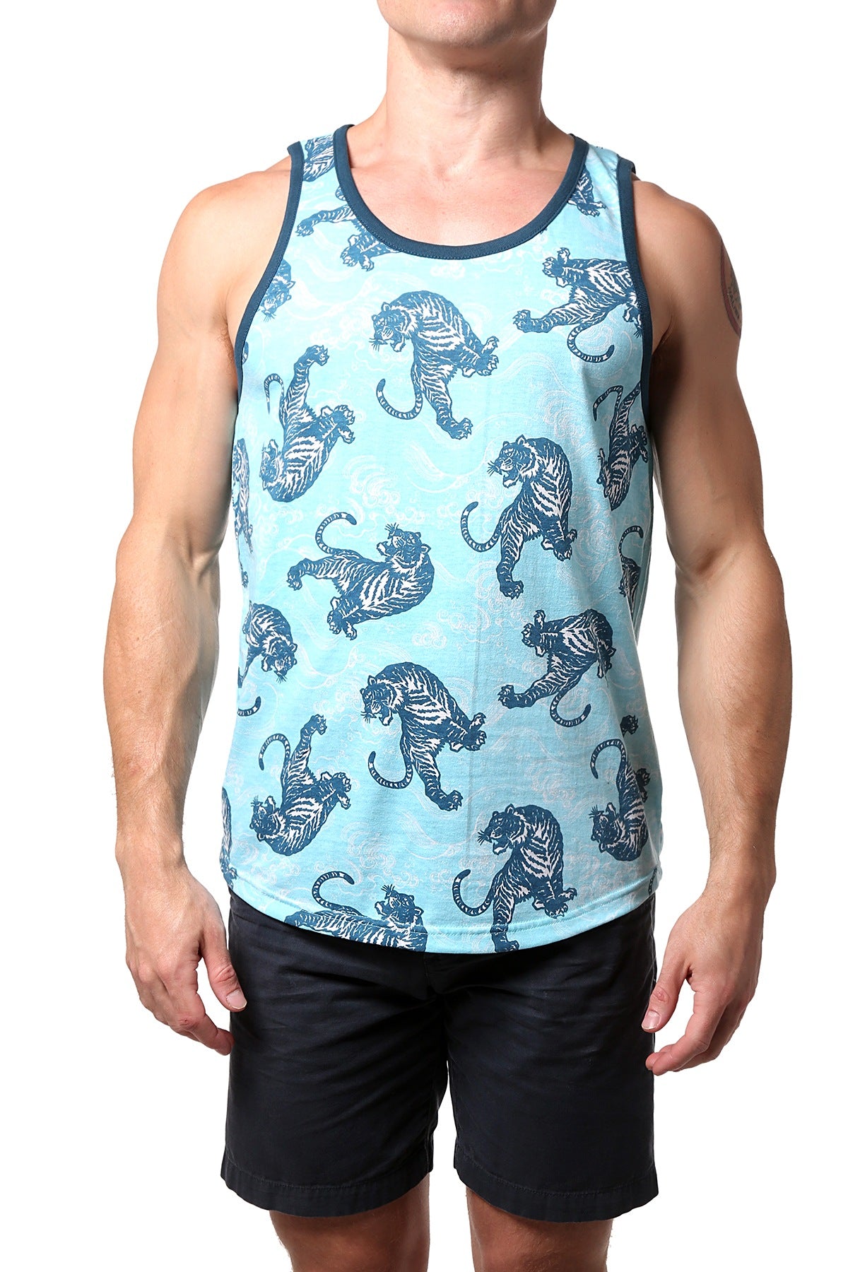 Distortion Capri Blue Tiger AOP Tank Top
