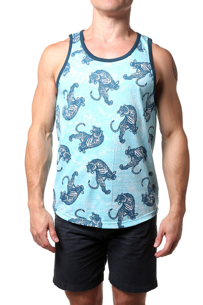 Distortion Capri Blue Tiger AOP Tank Top