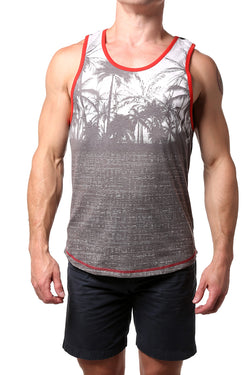 Distortion Grey Sublimated Palm Stripe Tank Top thumbnail 1