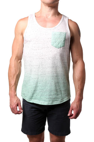 Distortion Jade/Lt.Grey Ombre Pocket Tank Top