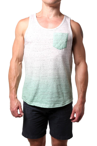 Distortion Jade/Lt.Grey Ombre Pocket Tank Top