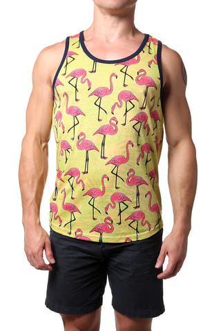 Distortion Mellow Yellow Flamingo AOP Tank Top
