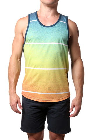Distortion Teal Tropic Sublimated Ombre Rainbow Tank Top