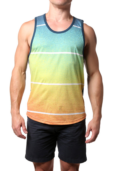 Distortion Teal Tropic Sublimated Ombre Rainbow Tank Top
