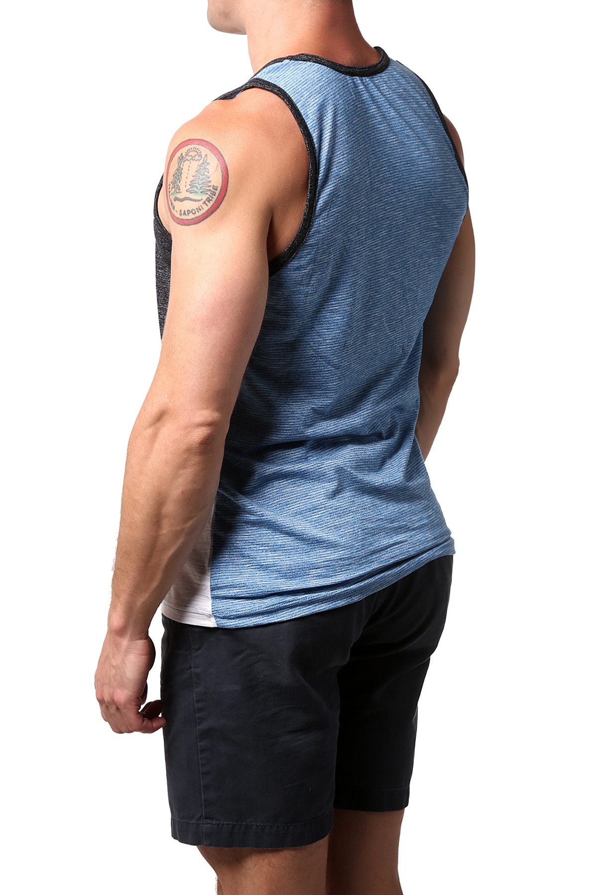 Distortion Vallarta Blue Front Cut/Sew Colorblock Tank Top