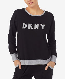 Dkny Embroidered Logo Top & Jogger Pants Pajamas Set Black thumbnail 3